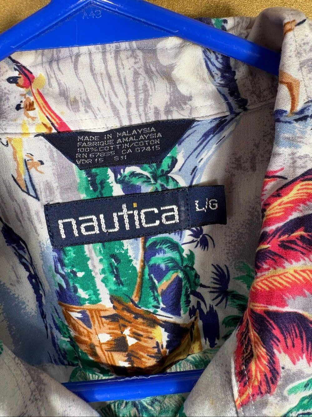 Nautica Vintage tropical paradise button down camp shirt size L - Picture 4 of 4